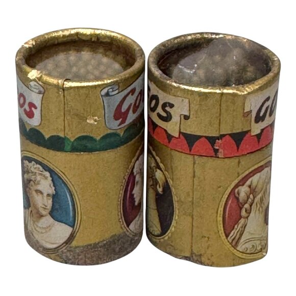 Vintage Golden Cameo Matches Cylinder Box Never Used Full Wooden Lot of two Mini - Picture 3 of 7